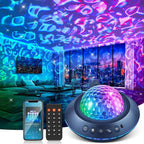 One Fire Ocean Light Projector,15 White Noises & Bluetooth Ambient Lighting, 360° Full Coverage Ceiling Projector Ocean Lamp, Remote Timer Galaxy Lamp for Bedroom Decor, Mood Lighting Gifts