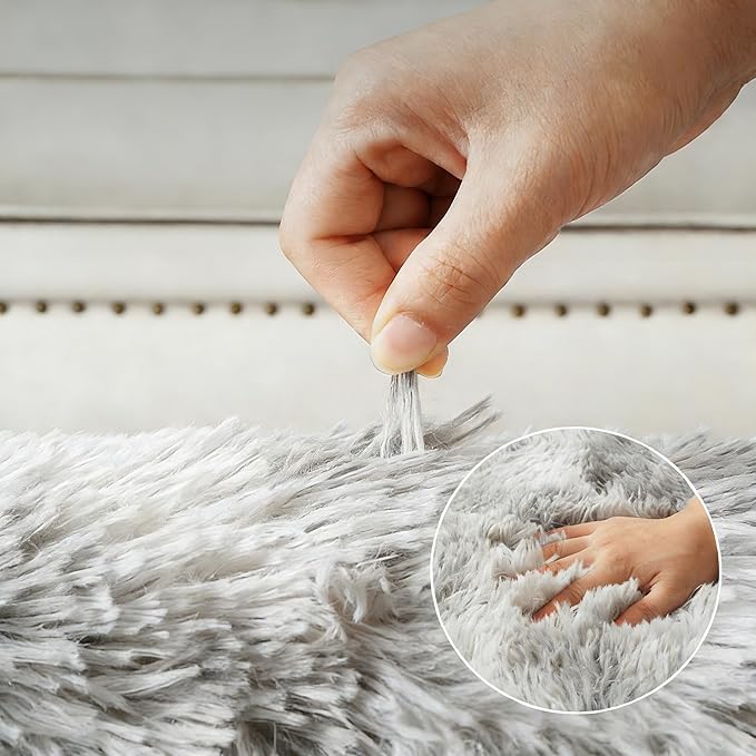 8x10 Area Rug Fluffy Shaggy Ultra Soft Faux Fur Non-Slip Machine Washable Carpet for Bedroom, Living Room, Nursery & Dorm Cozy Home Decor