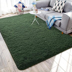 Deep Green Area Rugs 5x8 Feet Rug for Bedroom Living Room, Cute Indoor Shaggy Carpets, Plush Soft Rug for Kids Room, Fluffy Rugs for Girls Boys Nursery Room Home Decor