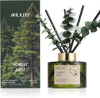 Airkeep Reed Diffuser Set with 6.76 fl oz Forest Mist Scent Essential Oils and 3 Leaves & 8 Diffuser Sticks,Bathroom Shelf Decor & Air Freshener, House Bedroom Office Decor & Gifts