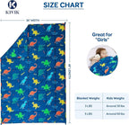 Kivik Weighted Blanket 5lbs, Blue Dinosaur Heavy Throw Blanket, Small Weighted Cooling Blankets 5 Pounds, 36x48 Inches Blue