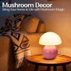 ULAROOM Small Mushroom Lamp,USB-Plug in Bedside Table Lamps with 3-Temperature LED Bulb Dimmable,Unique Cute Aesthetic Home Decor for Living Room,Bedroom, Modern Ceramic Base Glass Lamp(Pink)