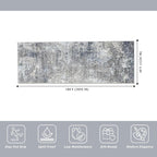 4x10ft Extra Wide Hallway Rug – Non-Slip Washable Large Carpet Runner for Kitchen, Indoor Entryway, Modern Abstract Low-Pile Thin Floor Mat for Bedroom, Living Room, Dining Room (Blue Grey,4x10)