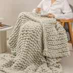 bearberry Chunky Knit Throw Blanket 60x80 Inches Handmade, Soft Jumbo Chenille Yarn with Cable Rope Knot Design | Thick Cozy Large Blanket for Couch, Sofa, Bed & Living Room Home Decor | Green
