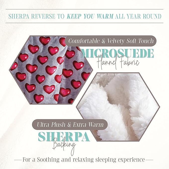 Elegant Comfort Throw Blanket, Reversible Sherpa Flannel, Ultra-Soft, Fuzzy, Cozy and Plush- All Season Lightweight Decorative Throw, 50 x 60 inches, Juliette Sherpa Throw