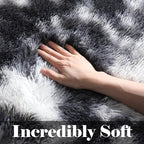 ONASAR Black and White Area Rugs for Living Room, 5x8 Fluffy Bedroom Rug, Soft Plush Shag Floor Carpet for Nursery Kids Girls Boys Teen Baby Dorm Bedside Playroom Indoor Home Decor Aesthetic