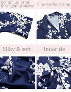 Aensso Long Soft Lightweight Silky Kimonos Robes for Women, Luxury Japanese Floral Womens Kimono Robe