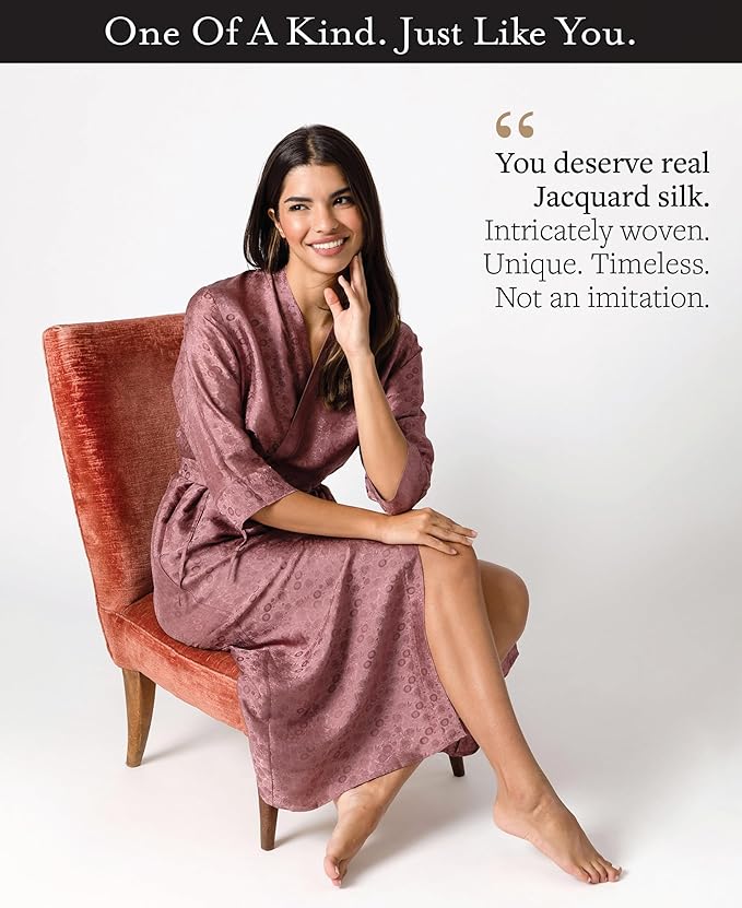 Tara Sartoria Luxury Artisan Silk Robe for Women, Washable, Full Length, Jacquard, XS–4XL, Oprah Daily 2025