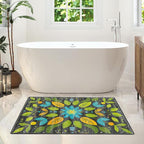 Area Rug 2x3 ft Rug Washable Boho Rugs Non Slip Low Pile Floral Small Carpet for Bedroom, Bedside, Kids Room, Office, Dining Room (Green Leaf, 2x3 ft)
