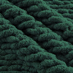 Carriediosa Chunky Knit Throw Blanket 50" X 60", 100% Hand Made Large Chenille Loop Yarn Soft Fluffy Throws for Couch Sofa Bed, Big Crochet Cozy Heavy Thick Cable Woven Blankets, Dark Green