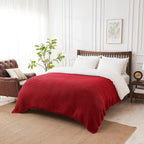 Douceur Christmas Red Throw Blanket for Bed, Soft Chunky Cable Knit Throw Blanket, Classic Fisherman's Rib Stitch Pattern Throw for Living Room,60"X80"
