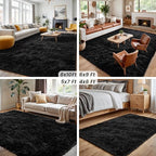 4x6 Area Rugs for Living Room Rug: Soft Fluffy Shag Black Rugs for Bedroom, Non-Slip Large Fuzzy Plush Rug Indoor Floor Carpet for Nursery Kids Boys Girls Room, Dorms, Playroom, Modern Home Decor