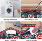 Area Rug 2x3 ft Entry Rug Washable Boho Rugs Non Slip Low Pile Floral Door Mat Small Carpet for Bedroom, Bedside, Kids Room,Dining Room