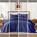 IR Imperial Rooms Twin Quilt Bedding Set (68” x 86”) - Bulk Pack of 10 Wholesale for Hotels, Guest Bedroom & Airbnbs - Lightweight Microfiber Reversible Embossed Quilts Bedspreads (Navy)