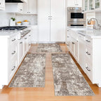 3-Piece Kitchen Rug Set with Runner – Non-Slip Washable Small Kitchen Mats for Floor, Sink & Entryway – Soft Boho Throw Area Rugs for Kitchen Decor (Brown Beige, 2x3+2x4+2x5)