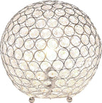 Elegant Designs LT1067-CHR 10" Elipse Crystal Collection Metal Crystal Ball Sequin Table Desk Lamp for Accent Lighting, Décor, Living Room, Chrome