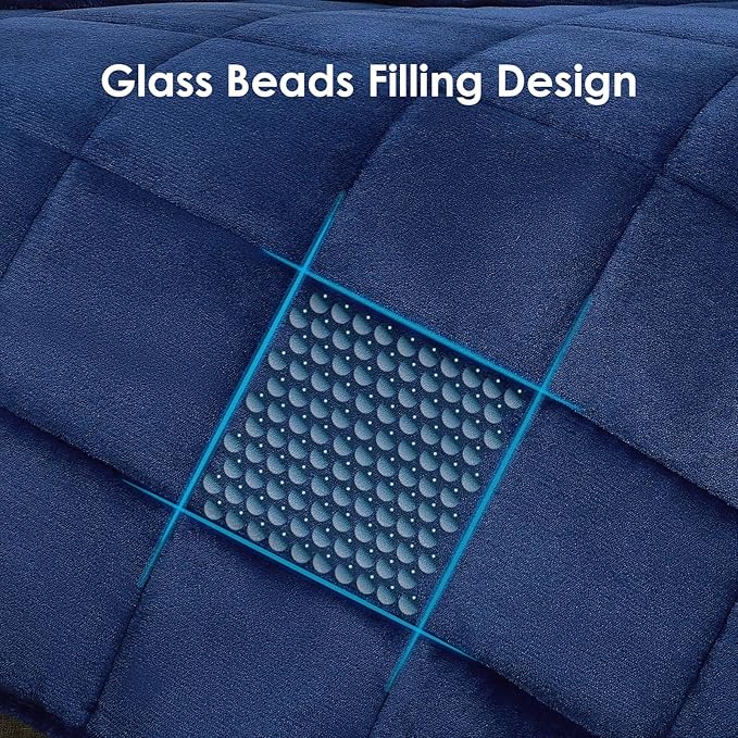 yescool Weighted Blanket for Adults (15 lbs, 48" x 72", Sapphire Blue) Heavy Blanket for Sleeping Perfect for 140-160 lbs, Twin Size Breathable Blanket with Premium Glass Bead