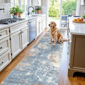 3x20 ft Extra Long Hallway Runner Rug - Non-Slip Washable Floor Runner with Rubber Backing, Modern Low Pile Thin Wide Carpet for Entryway, Kitchen, Living Room (Blue Rust, 3x20)