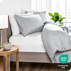 Bare Home Bedding Duvet Cover Oversized King Size - Premium 1800 Super SoftCollection - Lightweight, Duvet Cover - Soft Textured Bedding (Oversized King, Heathered Pewter)