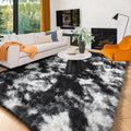 Amdrebio Black White Grey Area Rugs for Living Room, 6x9, Soft Fluffy Rug for Bedroom, Furry Plush Rugs for Kids Room, Modern Large Shaggy Rug for Men Teen Boys, Aesthetic Cool Floor Carpet for Dorm
