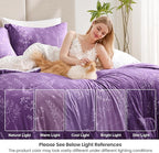 Love's cabin Dark Purple Comforter Set King - King Size Comforter Set, 3 Pieces Cute Floral Bedding Sets for All Seasons,1 Soft Reversible Botanical Flowers Comforter and 2 Pillow Shams