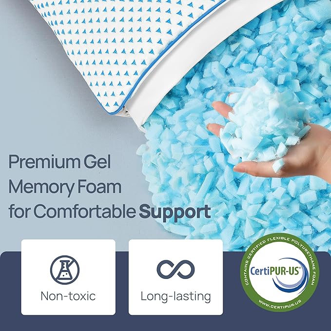 fulocean Small Cooling Memory Foam Pillow for Travel & Camping, Compressible Adjustable Pillow for Medium Firm Neck Knee Lumbar Support,Washable, Ideal Sleeping, Car, Airplane, Backpacking, Gifts
