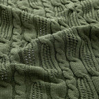 Aormenzy Cable Knit Throw Blankets 90 x 90 Inches, Soft Cozy and Lightweight Knitted Blanket, Machine Washable Acrylic Blanket, Decorative Throw Blanket for Couch Sofa Bed, Forest Green
