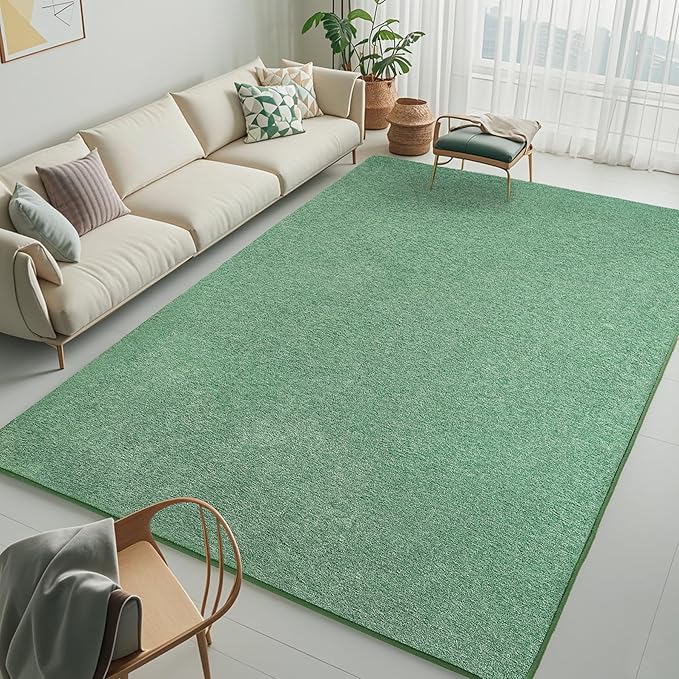 Keeko 5x8 Area Rugs for Living Room, Soft Modern Memory Foam Bedroom Rug Washable Indoor Rug Low Pile Minimalist Non-Slip Carpet Big Rugs for Kids Nursery Room Home Decor Green and White