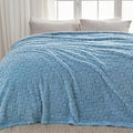 NEWCOSPLAY Super Soft King Blanket Blue Premium Silky Flannel Fleece 3D Heart Checkered Lightweight Bed Blanket All Season Use (Blue Heart, King(90"x110"))
