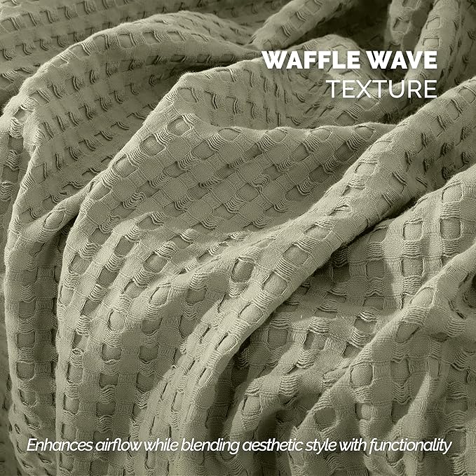 Elegant Comfort Premium 100% Cotton Waffle Blanket - Lightweight Breathable Waffle Weave Bed Blanket - Soft and Warm All Season Blanket for Couch, Sofa and Bed, Twin Size 68x88 Inches, Sage