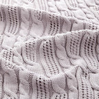 Aormenzy Cable Knit Throw Blankets 60 x 80 Inches, Soft Cozy and Lightweight Knitted Blanket, Machine Washable Acrylic Blanket, Decorative Throw Blanket for Couch Sofa Bed, Light Grey Purple