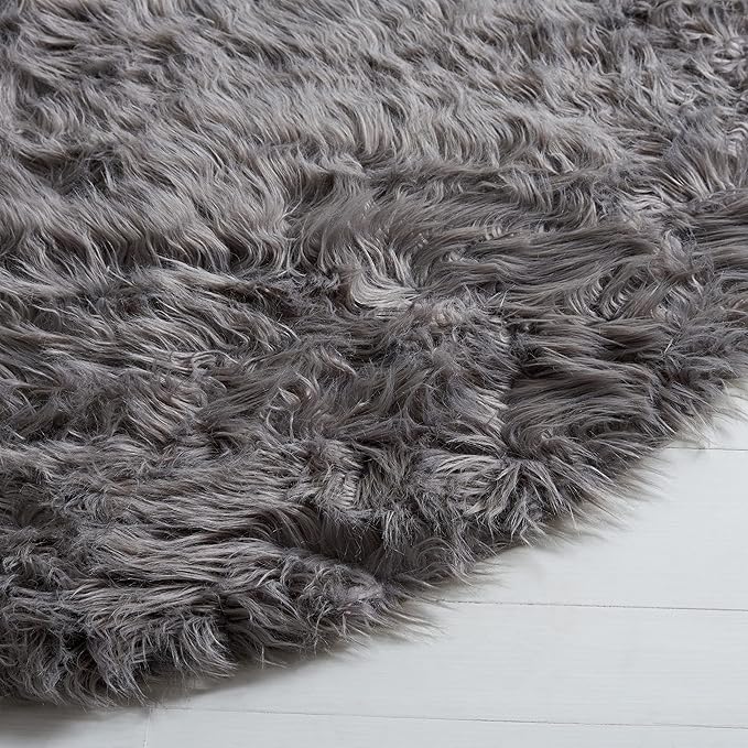 SAFAVIEH Faux Sheep Skin Collection 2' x 3' Grey FSS115D Silken Glam 2.35-inch Thick Accent Rug