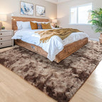 Noahas Fluffy 4x6 Area Rugs for Bedroom Living Room,Tie-Dyed Brown Thick Shag Throw Floor Carpet,Soft Shaggy Bedside Non-Slip Plush Dorm Nursery Kids Rug