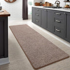 Keeko 2x8 Bedside Runner Rugs for Bedroom Living Room Hallway Non Slip Washable Modern Memory Foam Rug Low Pile Kitchen Carpet for Nursery Dorm Kids Room Decor Brown