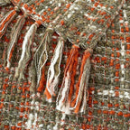 Multi-Color Orange Cable Woven Throw Blanket for Couch,60"X80" Boho Style Textured Blankets for Home Decor,Super Soft Warm Cozy Chunky Blanket with Decorative Tassels for Bed and Sofa