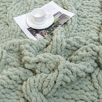 WESHIONGOO Chunky Knit Blanket Throw 50"×60" Knitted Throw Blankets for Couch Bed Fluffy Soft Blanket with Jumbo Chenille Yarn Thick 100% Handmade (Sage Green)