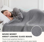L'AGRATY Knitted Weighted Blanket - 48"x72" 12lbs Cooling Chunky Knit Heavy Blanket for Adults Braided Crochet Throw Thick Cable Yarn Knit Decorative No Beads Evenly Weighted Machine Washable