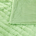 Striped Throw Blanket and Pillow Covers Set (No Inserts) for Couch and Bed, Plush Warm Lightweight Fuzzy Faux Fur Blanket for All Seasons (50" x 60", Light Green)