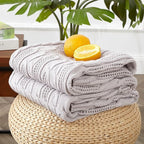 Aormenzy Cable Knit Throw Blankets 50 x 60 Inches, Soft Cozy and Lightweight Knitted Blanket, Machine Washable Acrylic Blanket, Decorative Throw Blanket for Couch Sofa Bed, Light Purple Grey