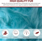 LAMBZY Bear Skin Rug Super Soft Fluffy Faux Fur for Bedroom Floor Sofa Living Room High-Density Plush Shaggy Carpet Sofa Cover Bedside Sheepskin Rug (4'x6', Blue)