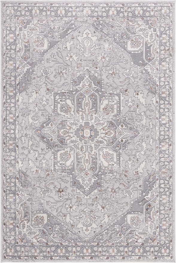 SAFAVIEH Washable Rug Faux Rabbit Fur Shag Collection - 8' x 10', Light Grey, Slip Resistant & Easy Cleaning, Ideal for Living Room, Bedroom, Dining Space (FRF976F)