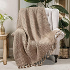 Home Soft Things Basket Weave Throw Blanket, Soft Cozy Warm Blanket with Braided Decorative Throw for Couch Sofa Outdoor Indoor, Amphora, 50''x60