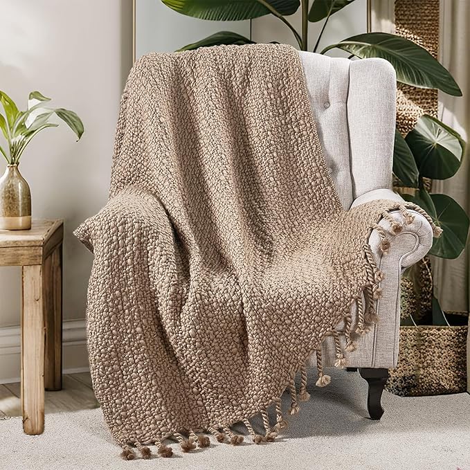Home Soft Things Basket Weave Throw Blanket, Soft Cozy Warm Blanket with Braided Decorative Throw for Couch Sofa Outdoor Indoor, Amphora, 50''x60