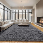 ONASAR Grey 8x10 Area Rugs for Living Room, Gray Large Fluffy Shag Bedroom Rug, Ultra Soft Plush Thick Shaggy Big Floor Carpet for Kids Boy and Girls Teen Dorm Nursery Indoor Home Decor Aesthetic