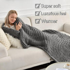 Maetoow Tighter Version Chenille Chunky Knit Blanket Throw （50×60 Inch）, Handmade Warm & Cozy Blanket Couch, Bed, Home Decor, Soft Fleece Banket, Boho Thick Blankets and Giant Yarn Throws，Dark Grey