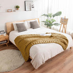 clootess Chunky Knit Blanket Knitted Throw Crochet Chenille Yarn Woven for Bed Sofa Textured Thick Cable Decor (Khaki 40x60 in)