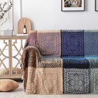 Boho Chair Cover Colorful Chenille Tassels Hippie Throw Blanket for Couch Bed Sofa Recliner Loveseat, Blanket for Bohemian Living Room Decor Purple(60"*75")