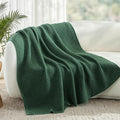 Whale Flotilla Chunky Knit Throw Blanket for Couch and Bed, Deep Green Decorative Cozy Fleece Blanket, Reversible Soft Fuzzy Woven Throws, 50x60 Inch