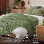 Bedsure GentleSoft Reseda Fleece Queen Blanket for Couch - Super Soft Cozy Blankets for Women, Cute Small Blanket for Girls, 90x90 Inches