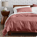 Bare Home 100% Organic Cotton King Duvet Cover Set - Crisp Percale Weave - Lightweight & Breathable - Cooling Duvet Cover Set (King, Dusty Rose)
